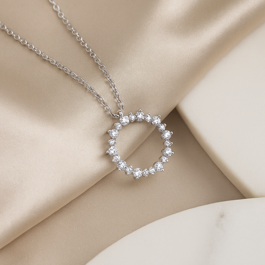 round moissanite pendant. Crafted with a brilliant moissanite stone set in high-quality 925 sterling silver